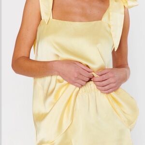 Show Me Your MuMu Satin Tie-Shoulder Camisole & Shorts Set - Light Yellow